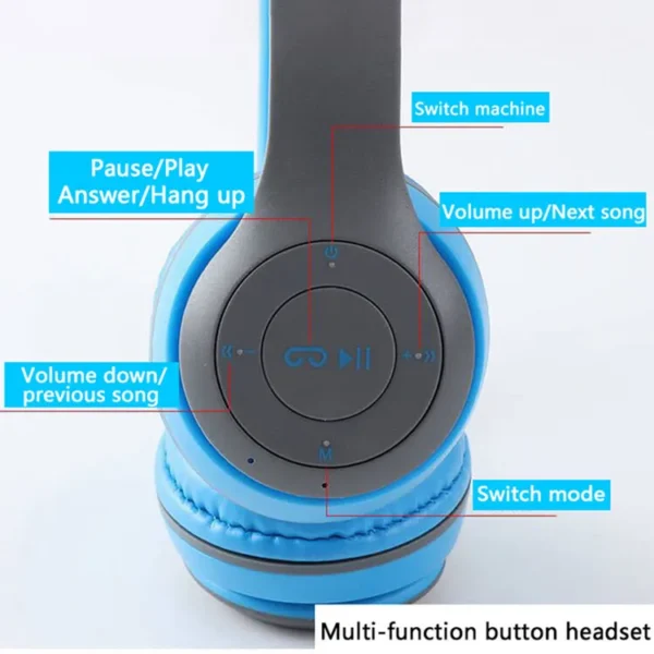 Auriculares inalámbricos bluetooth P47, auriculares plegables para teléfono móvil o ordenador, audífonos con línea AUX y tarjeta TF - Imagen 2