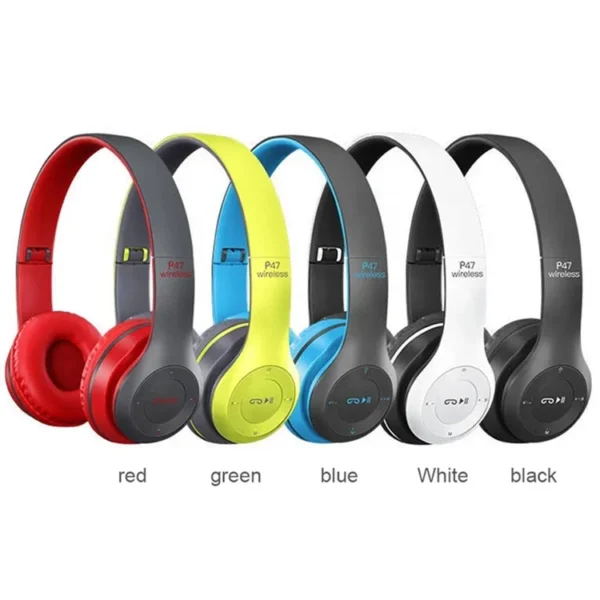 Auriculares inalámbricos bluetooth P47, auriculares plegables para teléfono móvil o ordenador, audífonos con línea AUX y tarjeta TF - Imagen 5