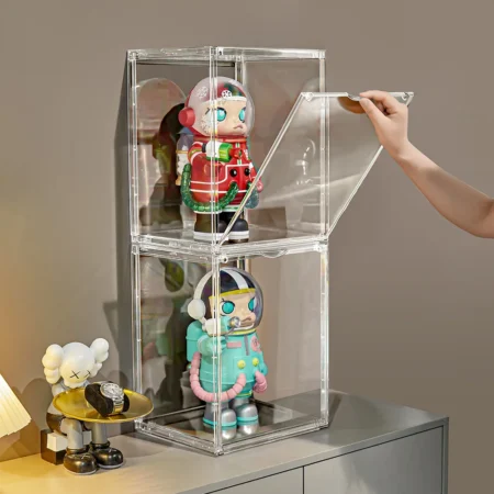 Vitrina de acrílico transparente para coleccionables, soporte de caja de exhibición automontable, escaparate de protección a prueba de polvo para figuras de acción de juguete