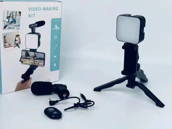 Kits de vídeo Vlogger, micrófono, luz de relleno LED, mini trípode con mano para cámara, micrófono de vídeo - Imagen 3