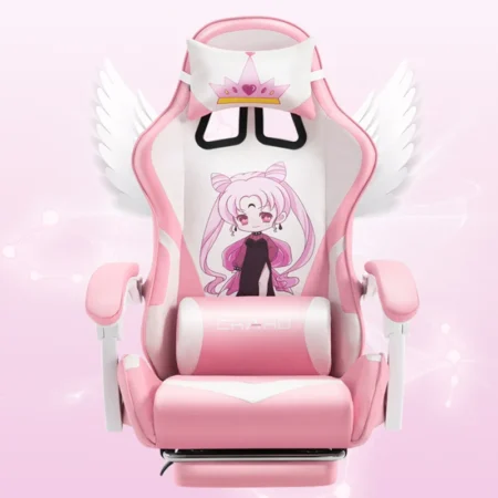 Hermosa silla Gaming Rosa, diferentes diseños, con reposa pies