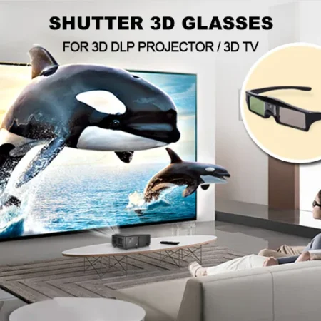 Gafas de vídeo 3D con obturador activo para proyector de entretenimiento en casa con color negro