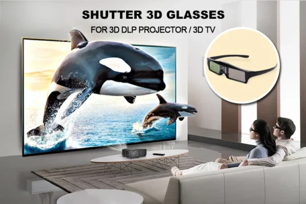 Gafas de vídeo 3D con obturador activo para proyector de entretenimiento en casa con color negro