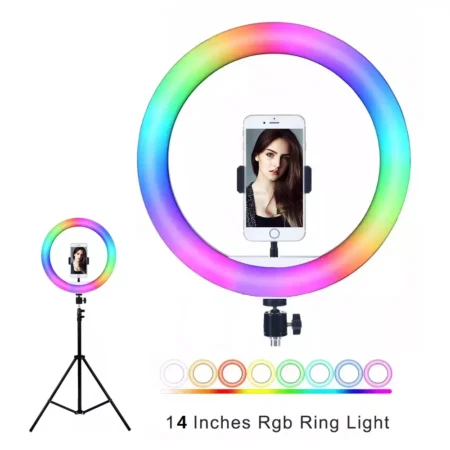 Trípode con aro de luz , rgb de luz del anillo de fotografía con el trípode stan del 1.6m los 2m los 2.1m