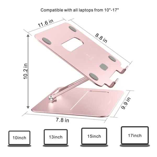 Soporte para ordenador portátil, plegable, ajustable, de aleación de aluminio, ventilado, para tableta portátil de 10-17 pulgadas, superventas - Imagen 4