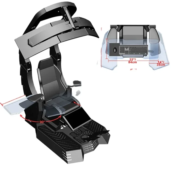 Venta al por mayor de soporte lumbar, 3 monitores, silla de juego de carreras de escorpión de simulación de cabina predator thronos - Imagen 6