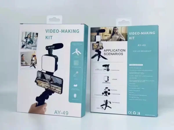 Kits de vídeo Vlogger, micrófono, luz de relleno LED, mini trípode con mano para cámara, micrófono de vídeo - Imagen 4