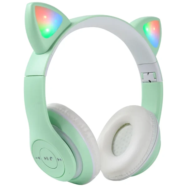 Oem Auriculares de Diadema con diseno de Gato con luz LED  Bluetooth Sonido estereo Plegable Recargable Audifonos inalambricos - Imagen 6