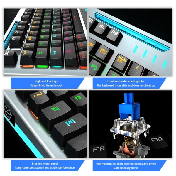 AIWO, Teclado Gamer RGB, retroiluminado, USB, con cable - Imagen 5