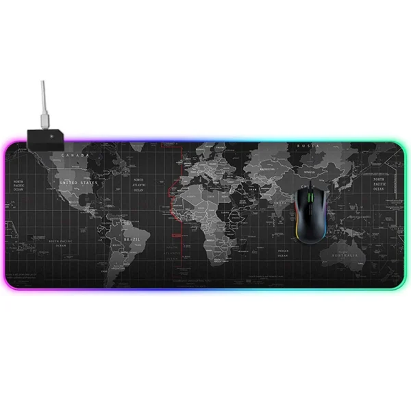 Alfombrilla para ratón con teclado Led grande RGB de 31,5 "X 11,8" con mapa HD, superficie suave e impermeable - Imagen 6