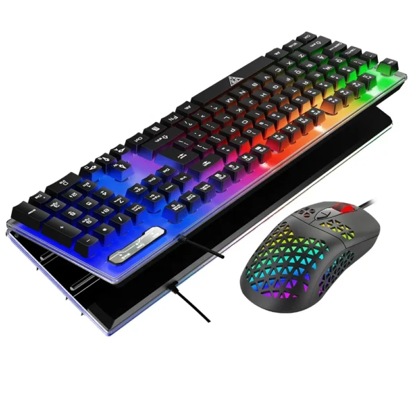 Combo de teclado y mouse para juegos de escritorio con cable LED RGB para jugadores profesionales V4 - Imagen 2