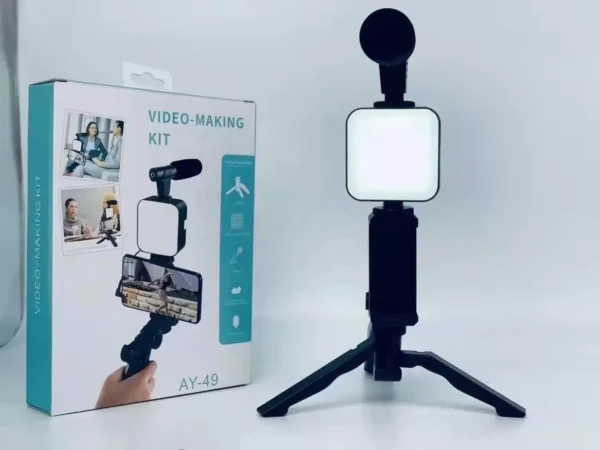 Kits de vídeo Vlogger, micrófono, luz de relleno LED, mini trípode con mano para cámara, micrófono de vídeo - Imagen 2