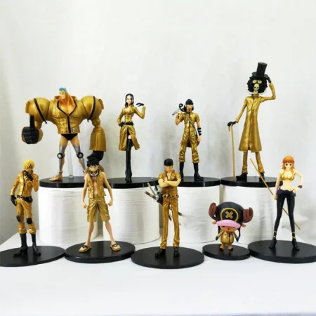 9 unids/set japonés piezas anime película oro figura de acción niños modelo Luffy Ace Sabo Doflamingo juguete para regalos pvc