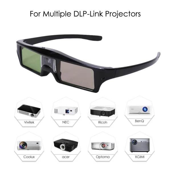 Gafas de vídeo 3D con obturador activo para proyector de entretenimiento en casa con color negro - Imagen 2