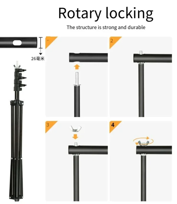 Soporte de fondo ajustable, 2,6 m x 3m/8,5 pies x 9,8 pies, soporte de fondo para estudio de fotografía, juego de sistema de soportes - Imagen 5