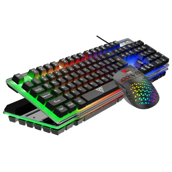 Combo de teclado y mouse para juegos de escritorio con cable LED RGB para jugadores profesionales V4 - Imagen 6