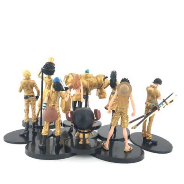 9 unids/set japonés piezas anime película oro figura de acción niños modelo Luffy Ace Sabo Doflamingo juguete para regalos pvc - Imagen 5