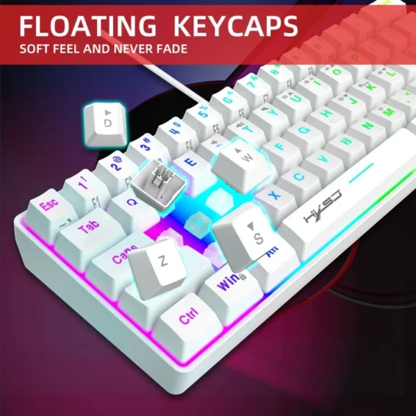 Original bonito HXSJ V700 61 teclas RGB iluminación Teclado Gamer de ordenador con cable - Imagen 4