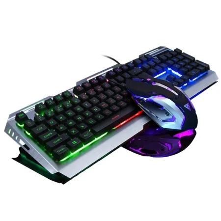 Combo de teclado y mouse para juegos de escritorio con cable LED RGB para jugadores profesionales V1