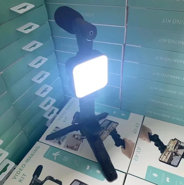 Kits de vídeo Vlogger, micrófono, luz de relleno LED, mini trípode con mano para cámara, micrófono de vídeo - Imagen 5