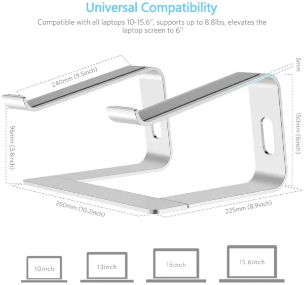 JOMAA-Soporte ergonómico de aluminio para ordenador portátil, Compatible con soporte elevador desmontable para portátil, para MacBook de 10 a 15,6" - Imagen 2