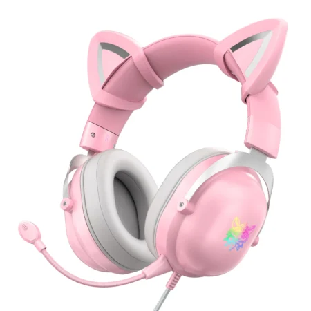 Auriculares de video jugador, auriculares del juego del color rosa o negro, de la nueva llegada de FONIKUMA X11 para PS5 con Kitty Ear